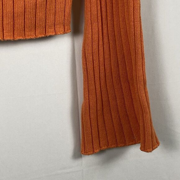 Hippie Rose Women’s Crop Sweater Orange Ribbed Sz L Open Neck Boho Long Sleeve - Picture 6 of 11